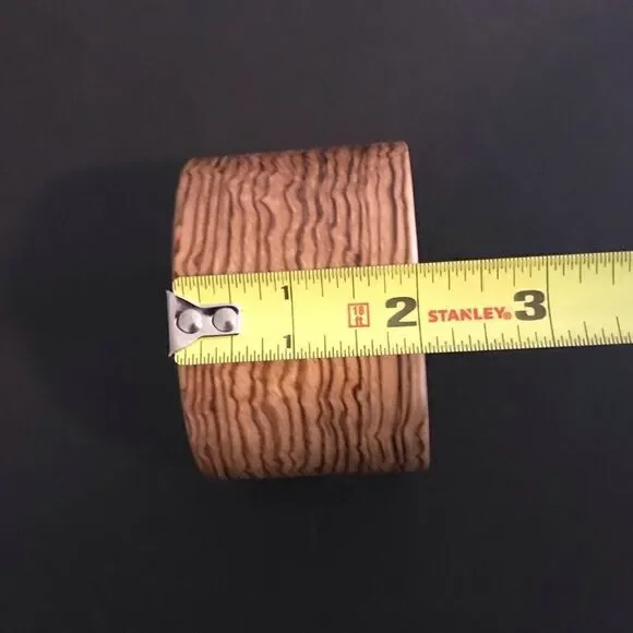 Handmade zebra wood bent veneer cuff. - Picture 7 of 7